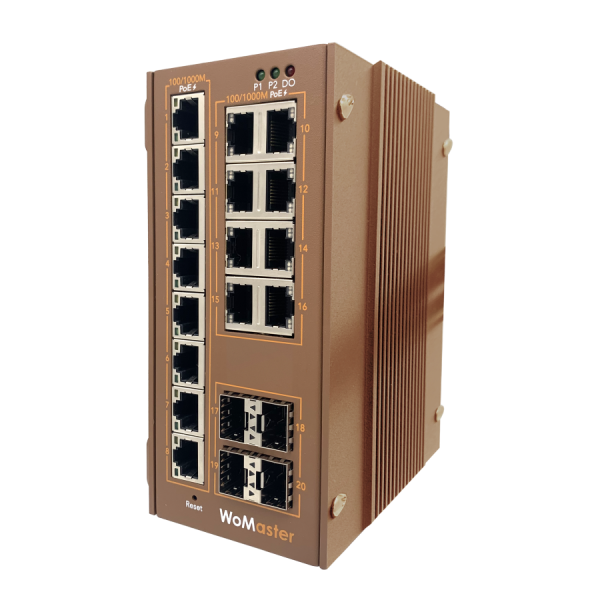 DP620 - Industrial 16G PoE +4GF Layer 3 PoE Cyber Security Switch | WoMaster